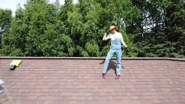 AK Gutter Gals team member on a roof in Anchorage